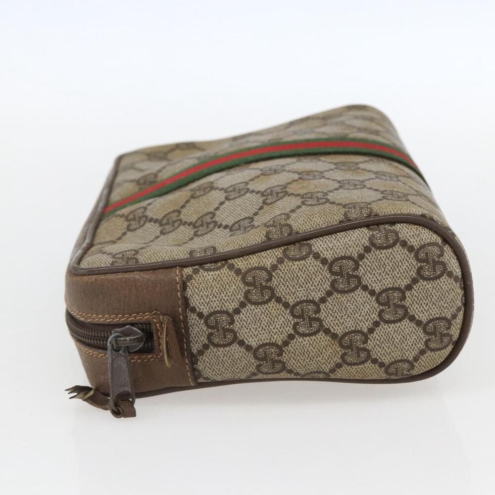GUCCI GG Supreme Web Sherry Line Clutch Bag PVC Beige Gold 89 01 012 Auth 158514 - Picture 3 of 16